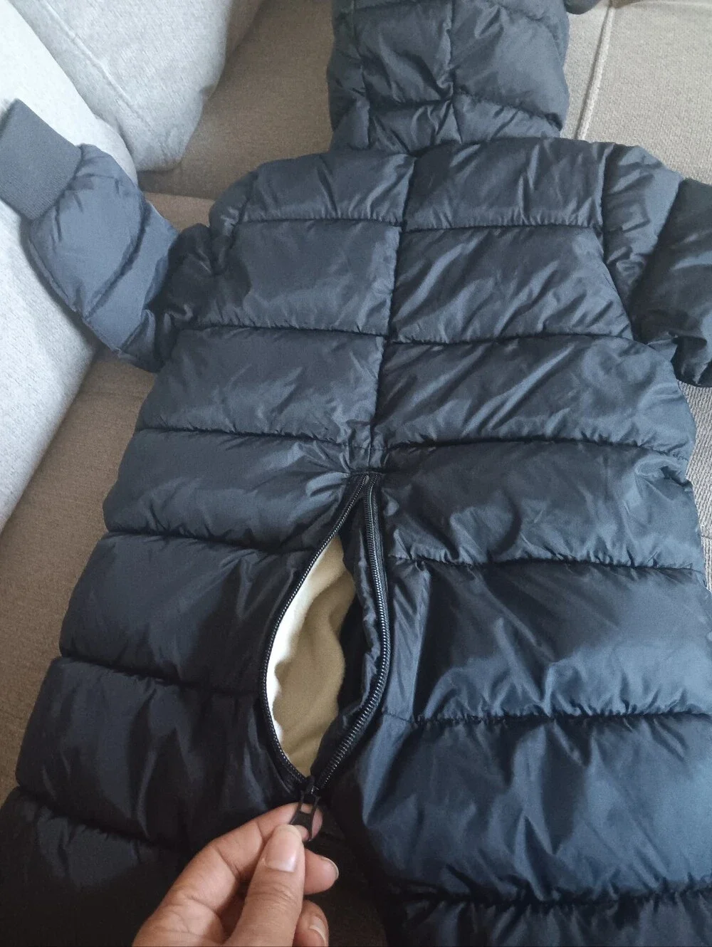 Kids Black Puffer Snowsuit with Hood
